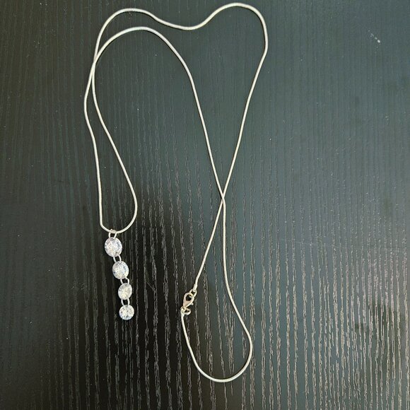 3/$15 silver plated snake chain with diamond like pendant - Picture 2 of 5